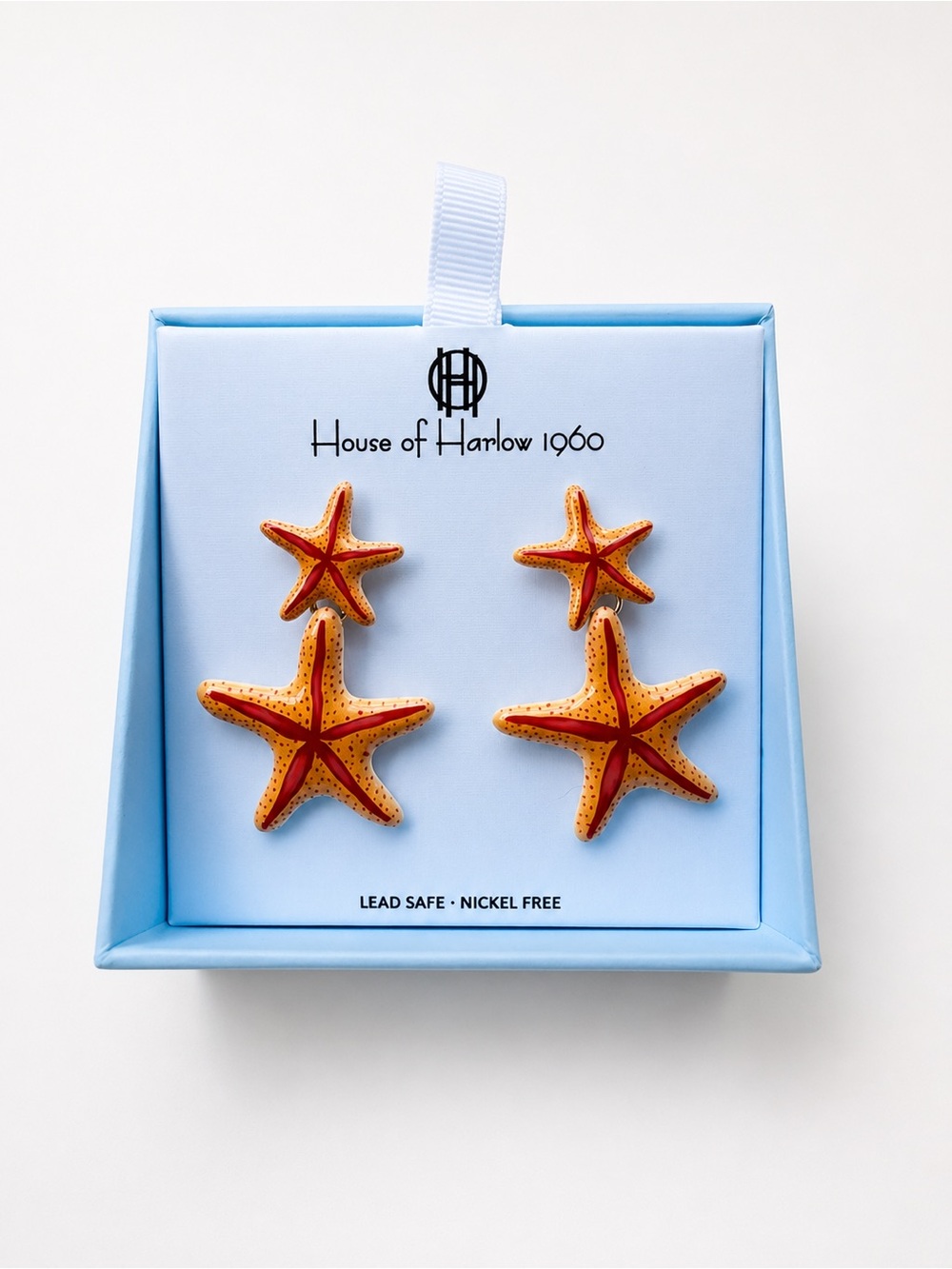 House of Harlow 1960 Orange and Red Starfish Drop Earrings